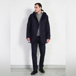 Hansen Men’s Storm Hooded Waxed Cotton Parka Deep Navy Size M